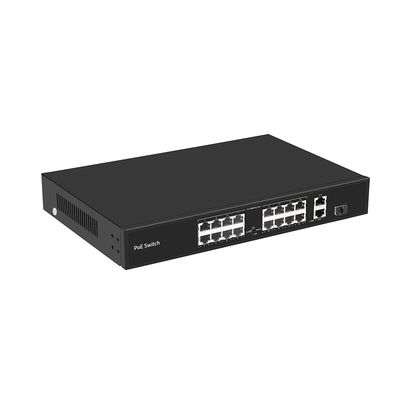 Switch PoE de 16 Portas Distância PoE de 250 Metros 10/100M Suporta Modo VLAN Orçamento de 300W CE