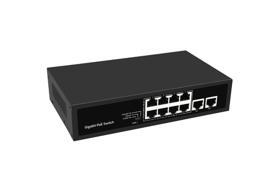 Rede não gerenciada 10 portas Gigabit Desktop POE Switch com 8 portas Poe AC100-240V