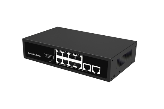 Rede não gerenciada 10 portas Gigabit Desktop POE Switch com 8 portas Poe AC100-240V