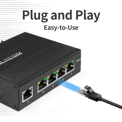 Industrial Unmanaged Poe Switch 5 Port Gigabit Network 15.4W/30W Padrão 120W Din Rail