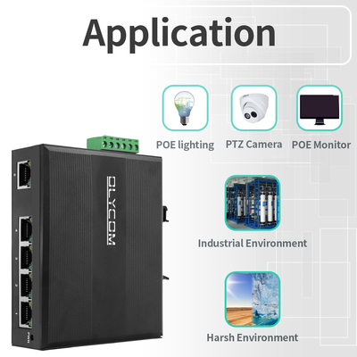 Industrial Unmanaged Poe Switch 5 Port Gigabit Network 15.4W/30W Padrão 120W Din Rail