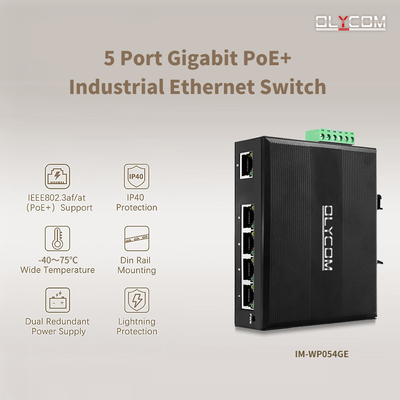 Comutador de rede industrial de 5 portas Comutador Ethernet E-mark com proteção contra sobretensões de 4 KV