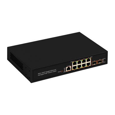8 portas Gigabit gerenciado PoE Switch SFP Fibra Ótica 120W Budget AC Input Chip Realtek