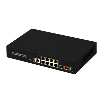 8 portas Gigabit gerenciado PoE Switch SFP Fibra Ótica 120W Budget AC Input Chip Realtek