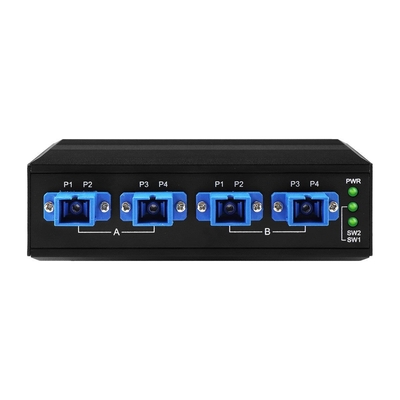 4 canais de interruptor de desvio óptico industrial D2X2B Din Rail DC24V Entrada SM/MM Para falha de energia
