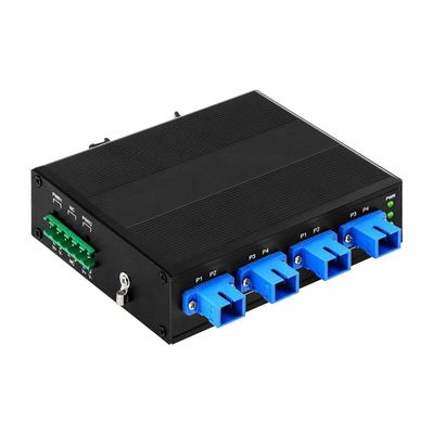 Comutador de desvio óptico industrial de 4 canais com entrada Din Rail DC24V e baixa perda de inserção para comunicação de telecomunicações