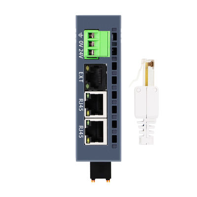 Módulo de E/S PLC Modbus-TCP/IP com 3 portas RJ45, 16DI+16DO e fonte de alimentação 24VDC para controle industrial