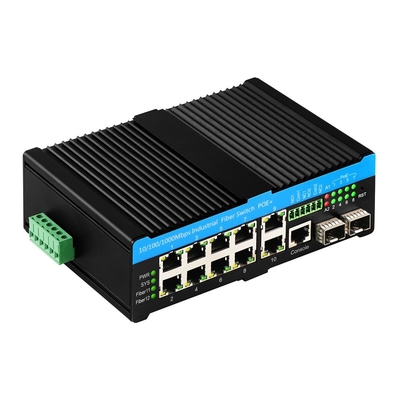 Comutador POE gerenciado industrial de alto desempenho com 10 portas e saída de energia de 90W