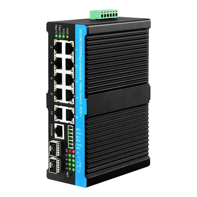 Comutador POE gerenciado industrial de alto desempenho com 10 portas e saída de energia de 90W