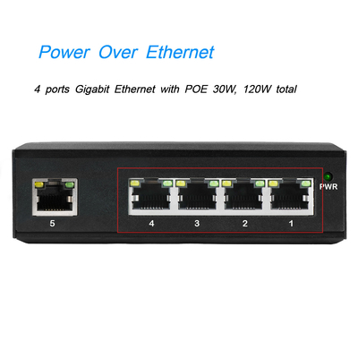 4 portas POE impulsionador de tensão DC12-48V entrada para energia solar com 1 uplink rede porta Switch