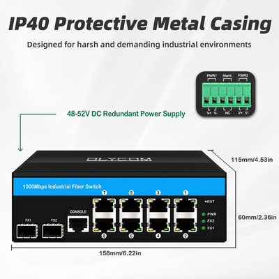 10 portas Gigabit 10/100/1000mbps L2 Gerenciado POE Switch com 2 Sfp para Outdoor