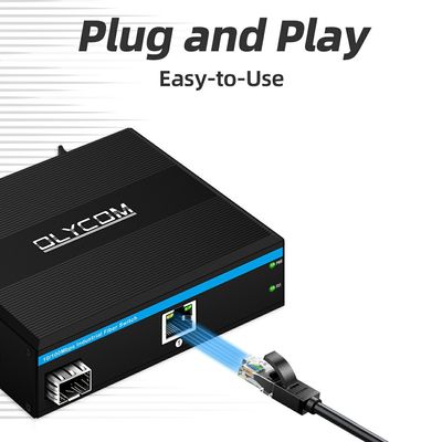 Conversor de mídia de fibra SFP 10 100Mbps Caso pequeno montado na parede do DIN Rail não gerenciado