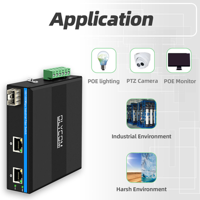 Mini Din Rail Ethernet Fiber Switch 100/1000M 60W POE Orçamento DC48V Não gerenciado