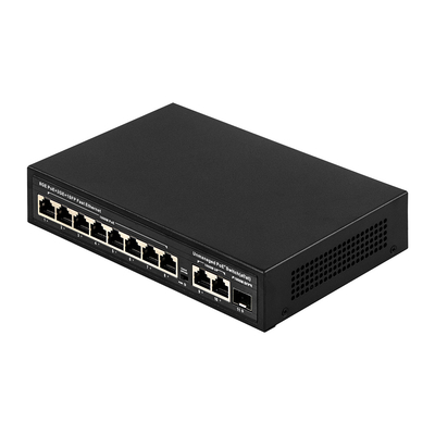Switch POE não gerenciado 120W 8 PoE 10/100/1000Mbps + 2 LAN 10/100/1000Mbps + 1SFP 100/1000M