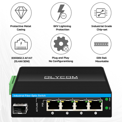 5 portas Gigabit Unmanaged POE Switch DC48-52V Comutador Ethernet de alimentação para uso externo
