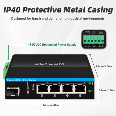 5 portas Gigabit Unmanaged POE Switch DC48-52V Comutador Ethernet de alimentação para uso externo