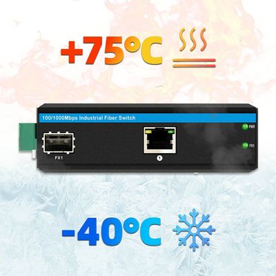 Industrial Gigabit PoE Media Converter 30W 48V saída DIN-Rail montado não gerido