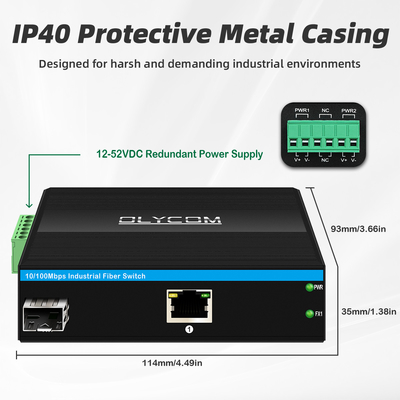Mini 2 Port 10/100mpbs Fiber Media Converter com 1RJ45+1SFP LC Ethernet Switch para uso externo