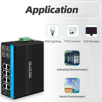 Comutador de instalação ferroviária industrial PoE Ethernet de 12 portas Gigabit IEEE 802.3af/at RJ45