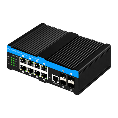 10G Industrial POE Switch 8*Gigabit POE port com 4*10G SFP uplink L2 gerenciado Switch de rede