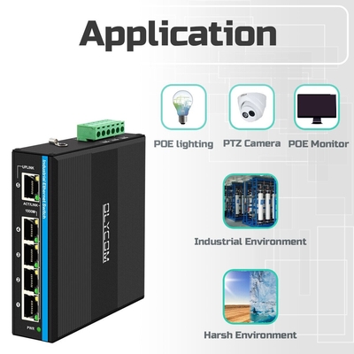 Mini 5 portas de comutação Ethernet industrial 4 RJ45 porta para 1 uplink RJ45 gigabit comutação não gerenciada dc12v/24v entrada