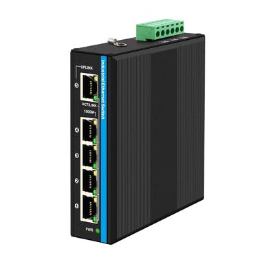 Mini 5 Port Industrial Ethernet Switch com 6KV Surge Protection e amplo intervalo de temperatura para ambientes adversos