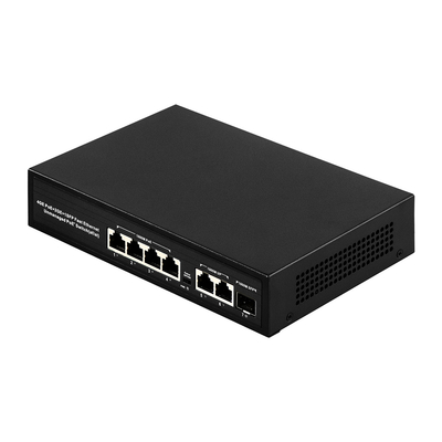 1000Mbps 4*RJ45+2 porta uplink +1*SFP Rede Gigabit POE Switch Gigabit Switch de fibra Ethernet não gerenciado