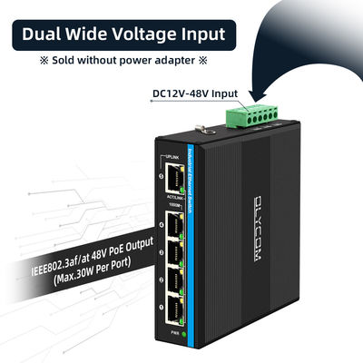 5 Por Solar PoE Switch MPPT Bateria Gigabit E-Mark Network 120W DC12V/DC24V/DC48V Entrada