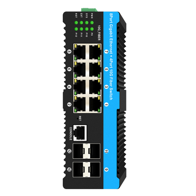 10G Fibra Industrial gerenciado PoE Switch Gigabit Ethernet 8 Port PoE 240W chip Realtek
