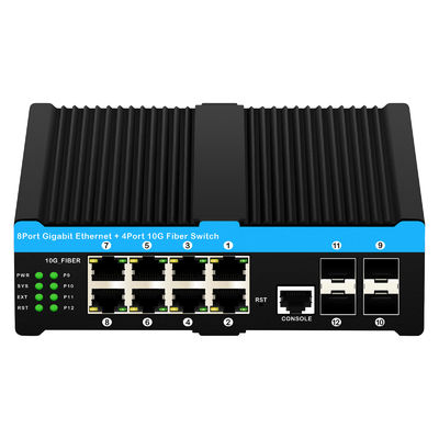 10G Fibra Industrial gerenciado PoE Switch Gigabit Ethernet 8 Port PoE 240W chip Realtek