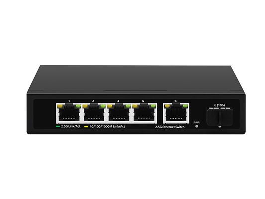 Switch Ethernet 5 Portas 2.5G Uplink Fibra 10G Não Gerenciado Detecção Automática Velocidade de Rede CE
