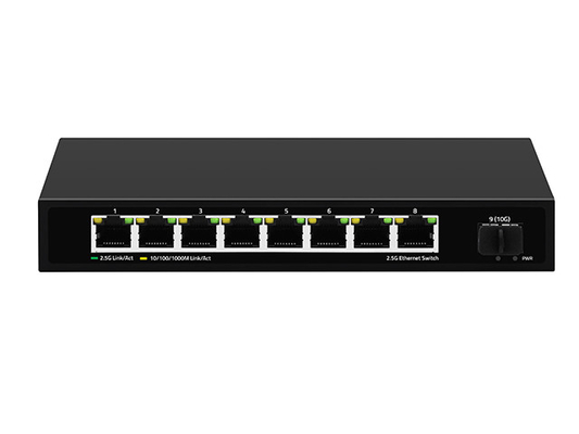 8 portas 2.5G Switch de rede não gerenciado 10G Fibra DC12V Entrada sem ventilador Velocidade de adaptação automática