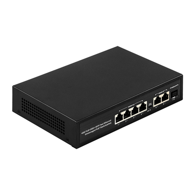 6 portas Plug and Play POE Switch 48V com 1000Mbps Portos IEEE 802.3 af/at Ethernet Switch Adequado para câmera IP POE
