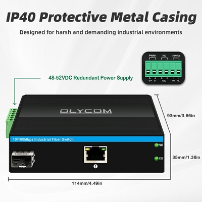 10/100m 2 Port Industrial Network Switch Ethernet Não gerenciado DIN rail Switch de rede poe com nível de proteção IP40