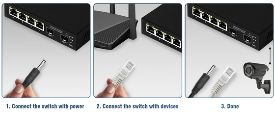 6 portas 10g comutador Ethernet de fibra 4* 2.5G RJ45 + 2* 10G SFP+ suporte OEM/ODM