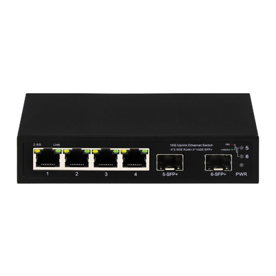 6 portas 10g comutador Ethernet de fibra 4* 2.5G RJ45 + 2* 10G SFP+ suporte OEM/ODM