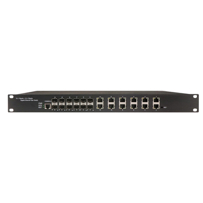 1U Rack gigabit 24 portas gerenciados Ethernet POE switch com 12 RJ45 + 12 SFP AC100-240V entrada industrial switch