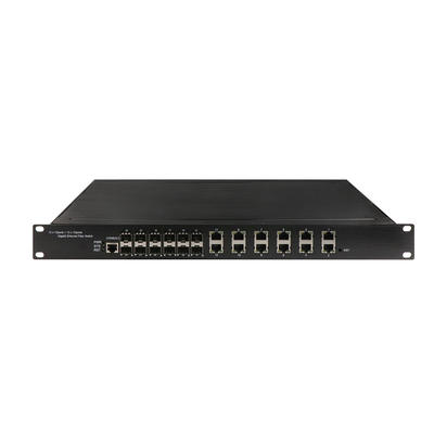 1U Rack gigabit 24 portas gerenciados Ethernet POE switch com 12 RJ45 + 12 SFP AC100-240V entrada industrial switch