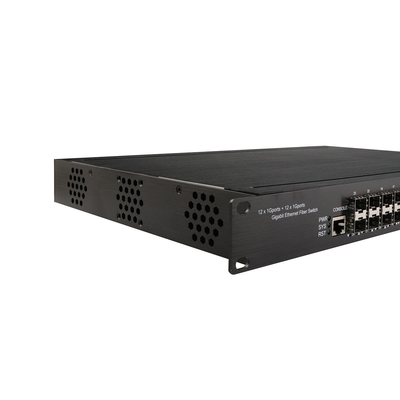 1U Rack gigabit 24 portas gerenciados Ethernet POE switch com 12 RJ45 + 12 SFP AC100-240V entrada industrial switch