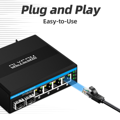 Mini 6 portas gigabit comutação Ethernet POE comutação din rail 2 sfp + 4 RJ45 DC48-52V entrada de potência dupla