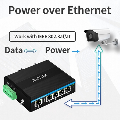 5 portas gigabit POE+ switch E-Mark Ethernet switch DC48V com entrada de potência dupla din-rail POE switch