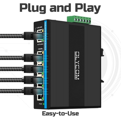 5 portas gigabit POE+ switch E-Mark Ethernet switch DC48V com entrada de potência dupla din-rail POE switch