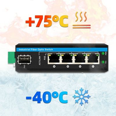 5 portas Gigabit Outdoor Poe Switch Mini Industrial Fiber Switch IP40 Din Rail Switch