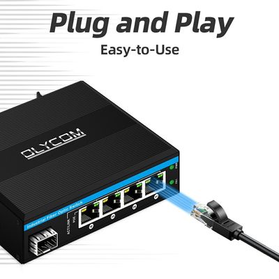 5 portas Gigabit Outdoor Poe Switch Mini Industrial Fiber Switch IP40 Din Rail Switch