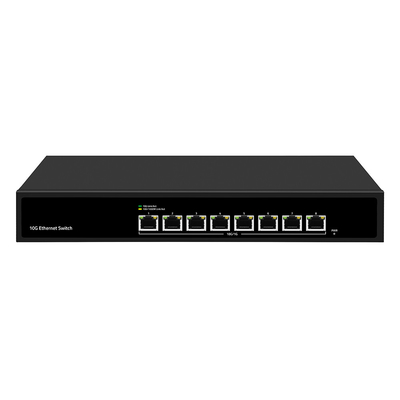 8 portas 10G Ethernet Switch Desgestionado Velocidade de detecção automática Entrada AC única sem ventilador