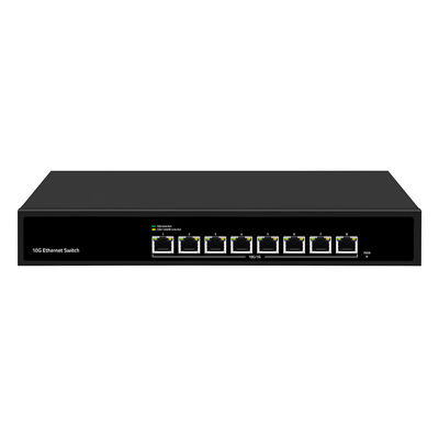 8 portas 10G Ethernet Switch Desgestionado Velocidade de detecção automática Entrada AC única sem ventilador