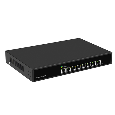 8 portas 10G Ethernet Switch Desgestionado Velocidade de detecção automática Entrada AC única sem ventilador