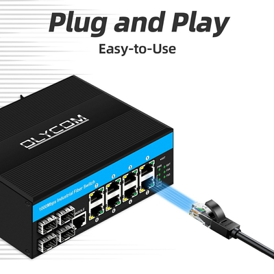 Comutador gerenciado Gigabit com 12 portas de comutador Ethernet 4SFP+8RJ45 DIN-Rail entrada de potência dupla