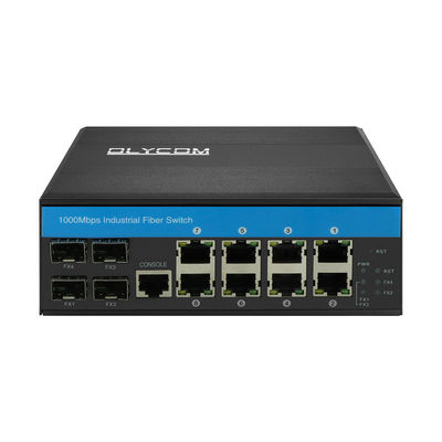 Comutador gerenciado Gigabit com 12 portas de comutador Ethernet 4SFP+8RJ45 DIN-Rail entrada de potência dupla
