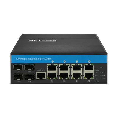 Comutador gerenciado Gigabit com 12 portas de comutador Ethernet 4SFP+8RJ45 DIN-Rail entrada de potência dupla